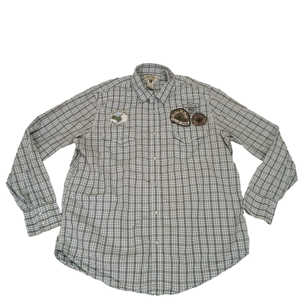 American Rag Cie Blue Plaid Long Sleeve Western Shirt Pearl Snaps Men's Size XL